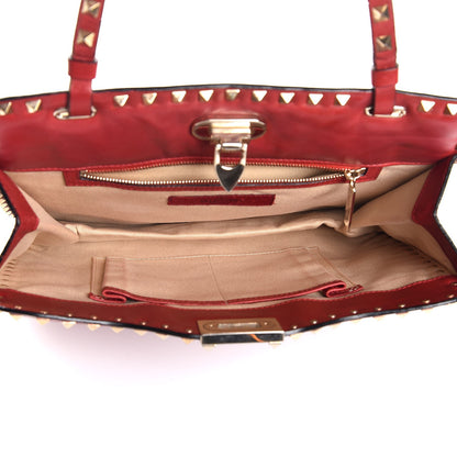 Valentino Garavani Vitello Rockstud Shoulder Satchel Red 5 of 7