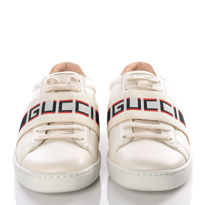 Gucci Calfskin Stripe Womens New Ace Sneakers 36.5 New Mystic White Ecru Red Flame 3 of 12