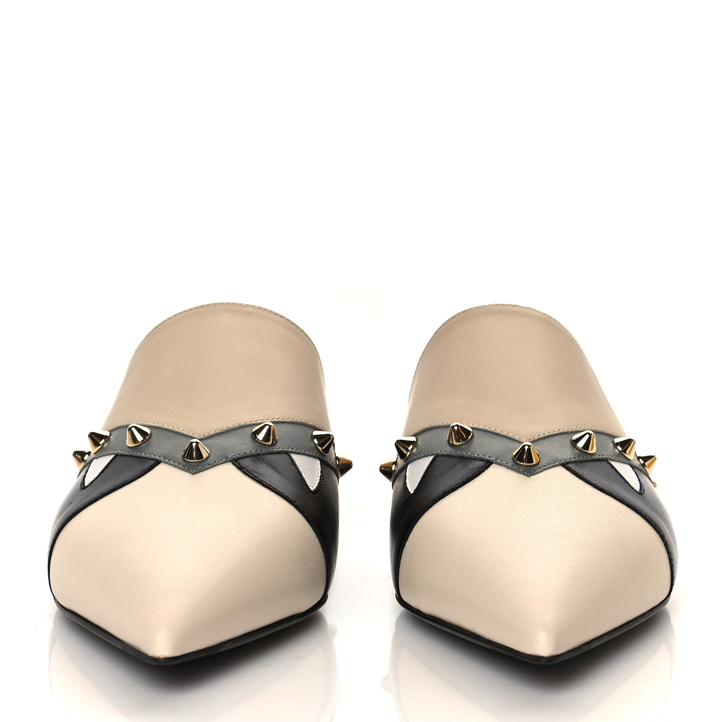 Vitello Sabot Monster Face Mules 37 Camelia