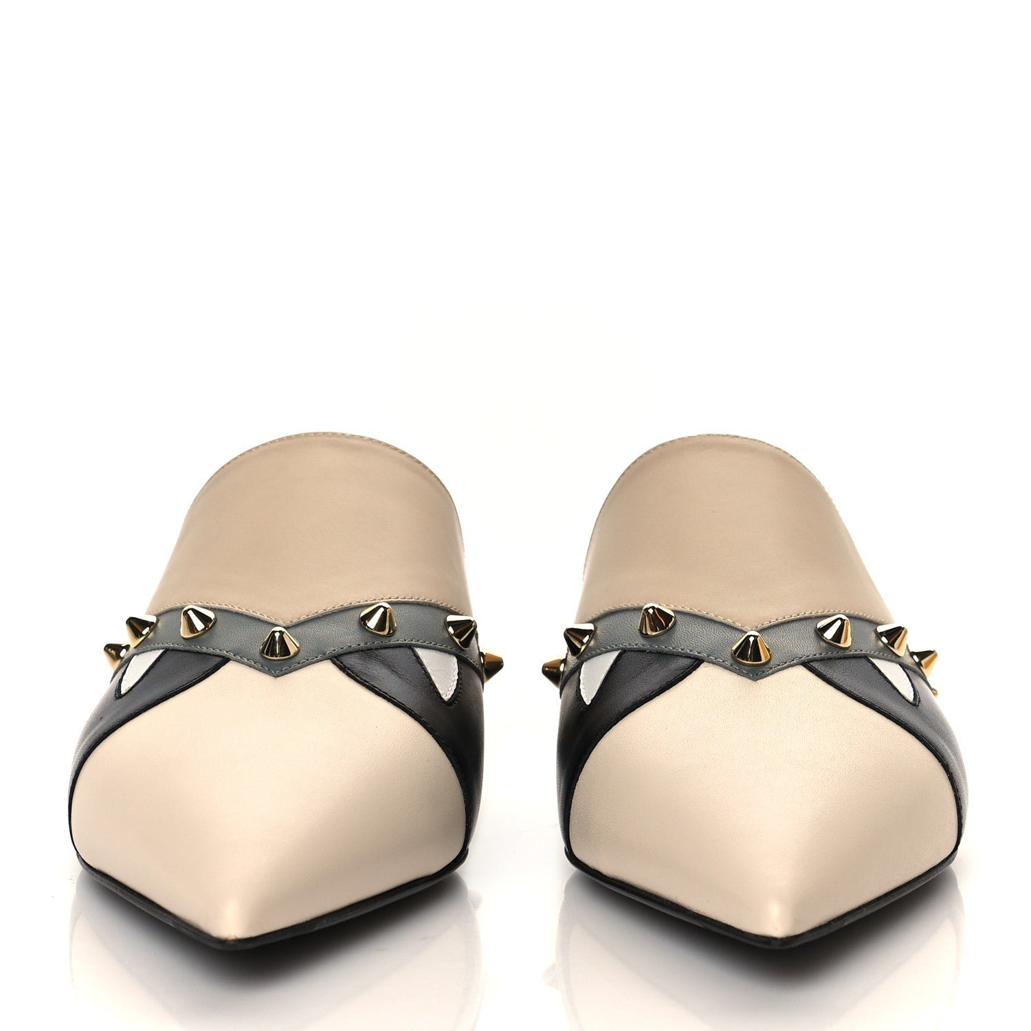 Fendi Vitello Sabot Monster Face Mules 37 Camelia 3 of 9