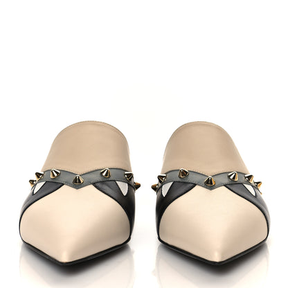 Fendi Vitello Sabot Monster Face Mules 37 Camelia 3 of 9