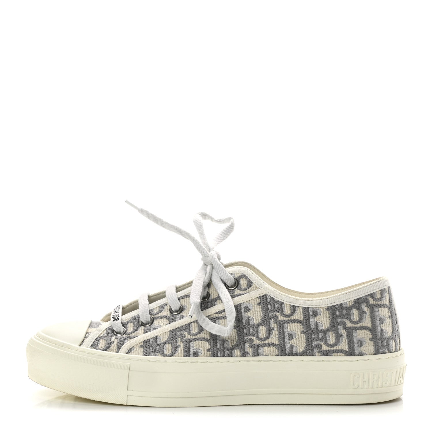 Christian Dior Canvas Oblique Walk'N'Dior Low Top Sneakers 38 Grey Stone 1 of 11