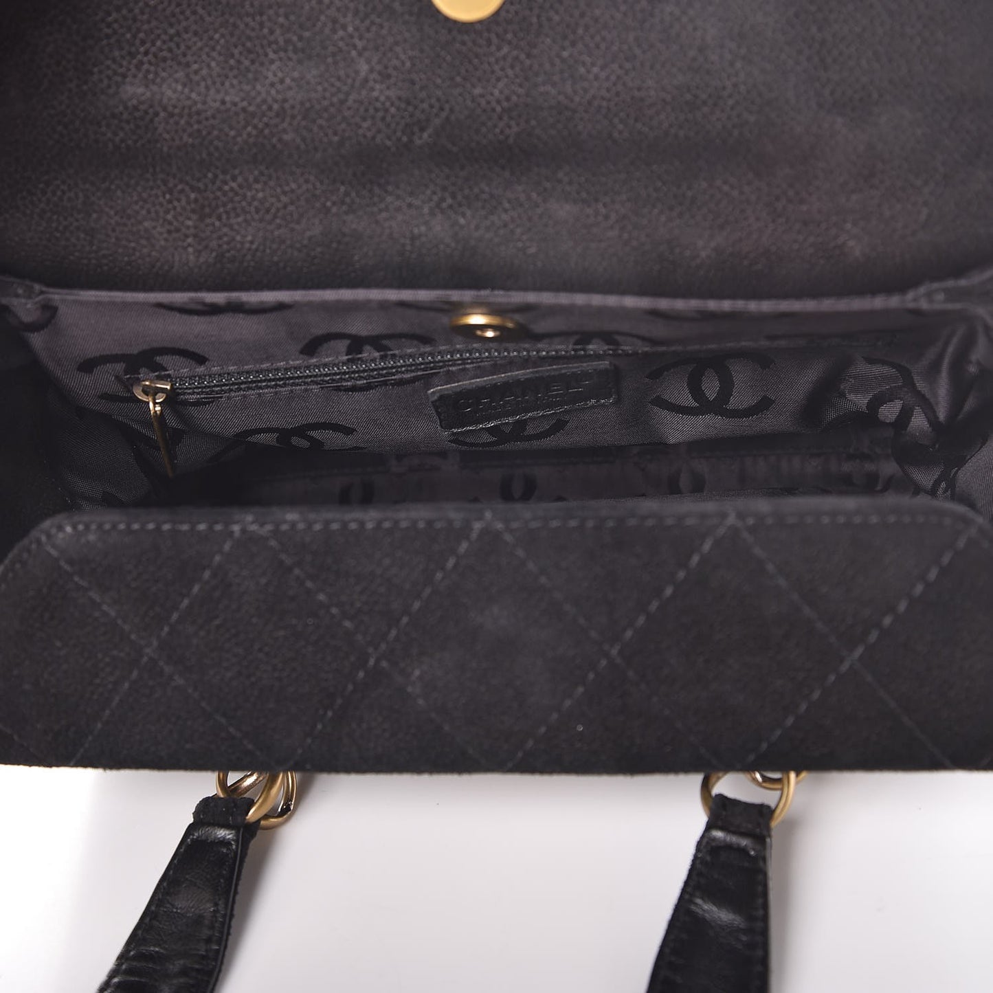Iridescent Caviar Quilted Tote Black