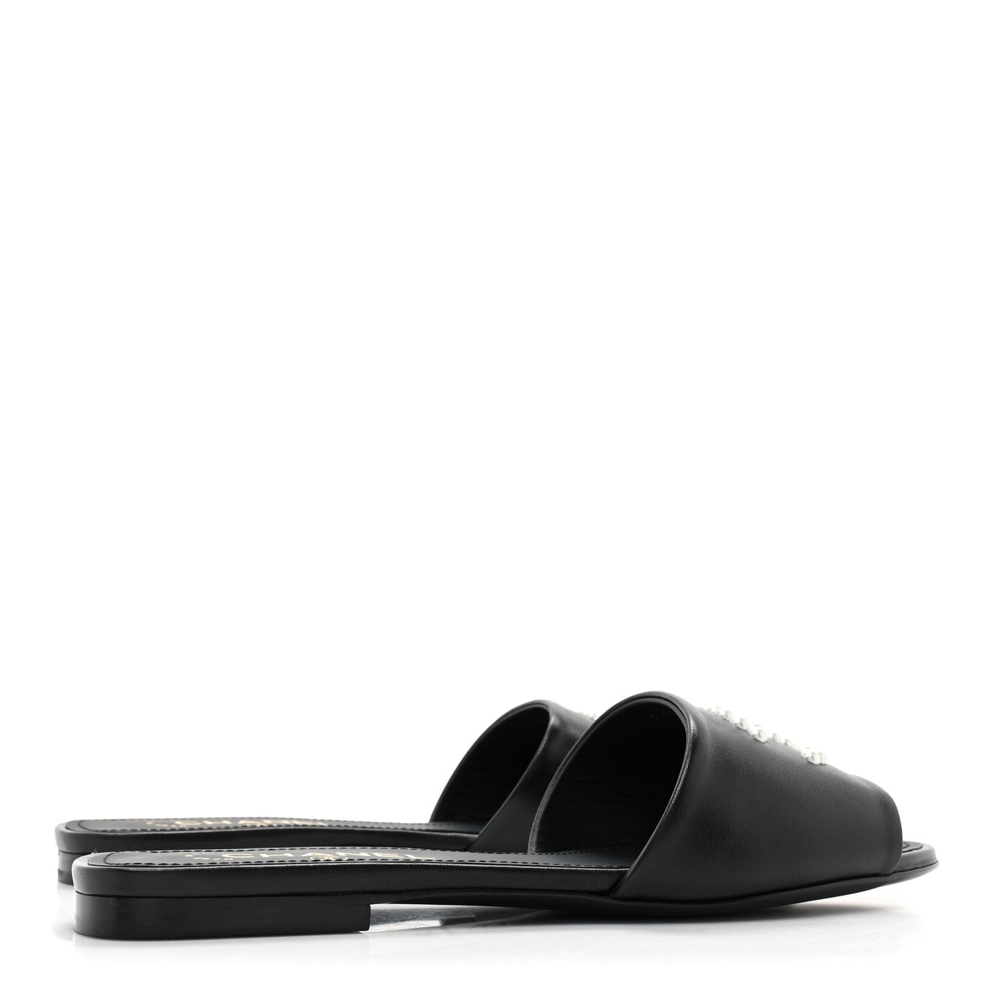Lambskin Pearl CC Sandals 39 Black
