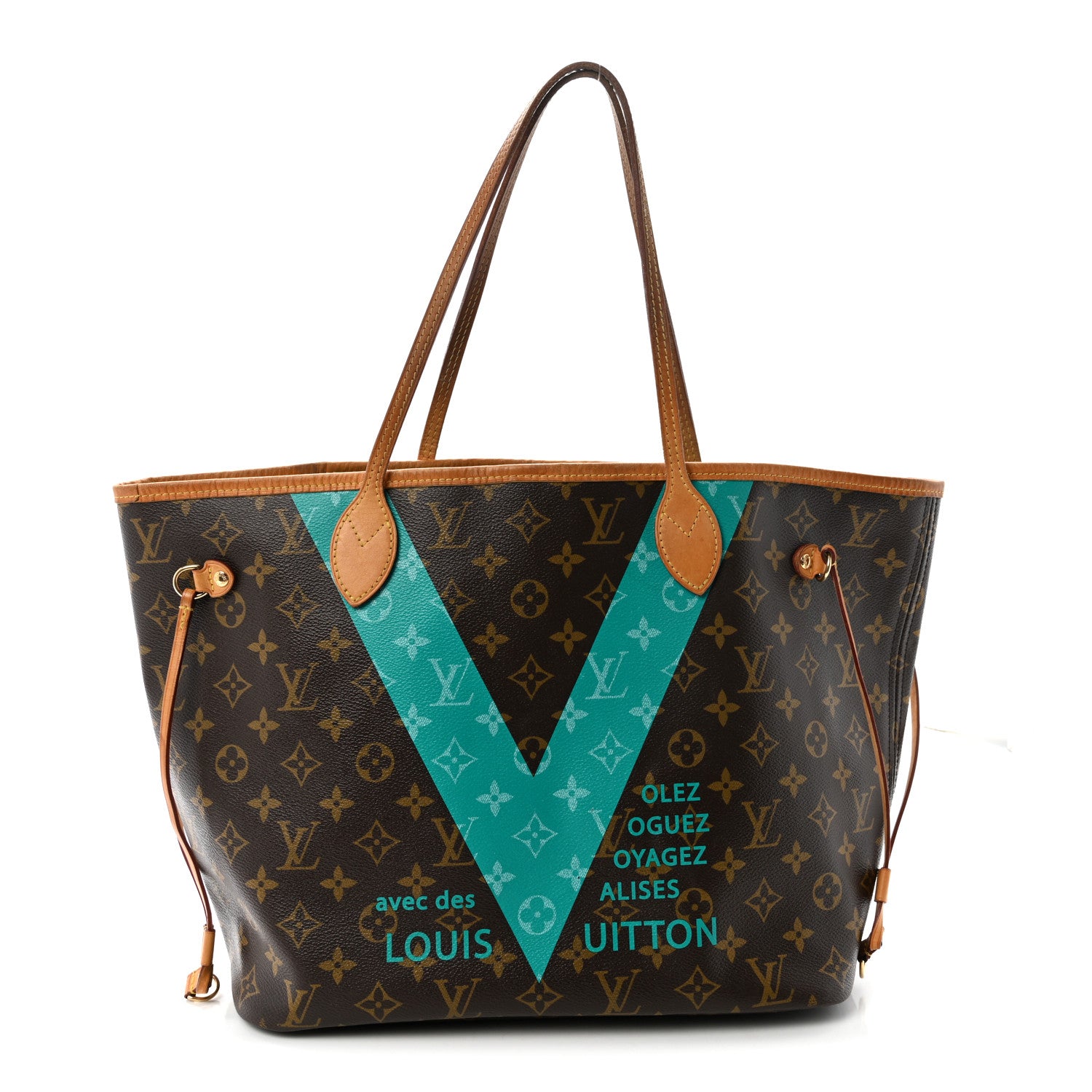 Louis Vuitton Monogram V Neverfull MM Turquoise 1 of 9