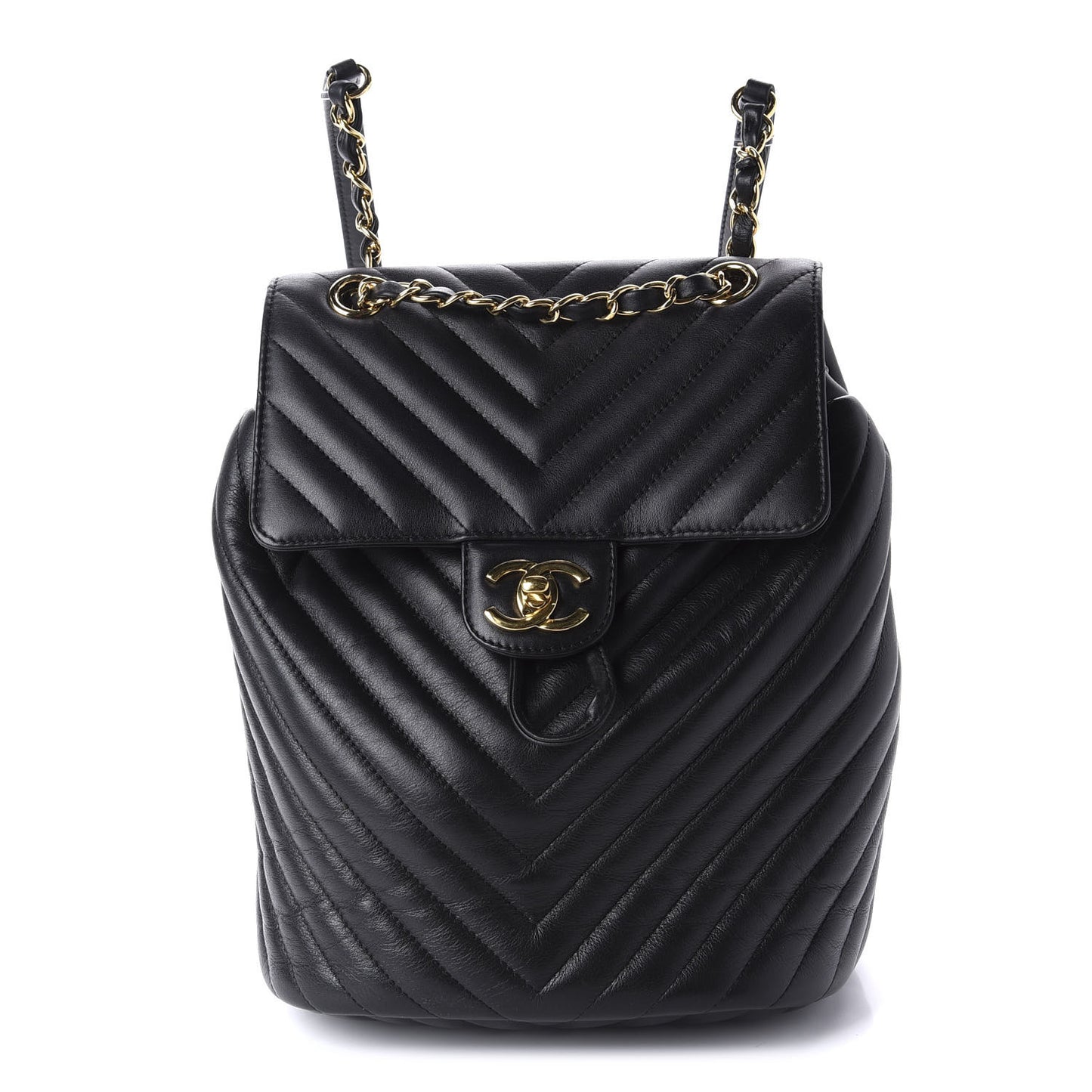 Calfskin Chevron Quilted Small Urban Spirit Backpack Black