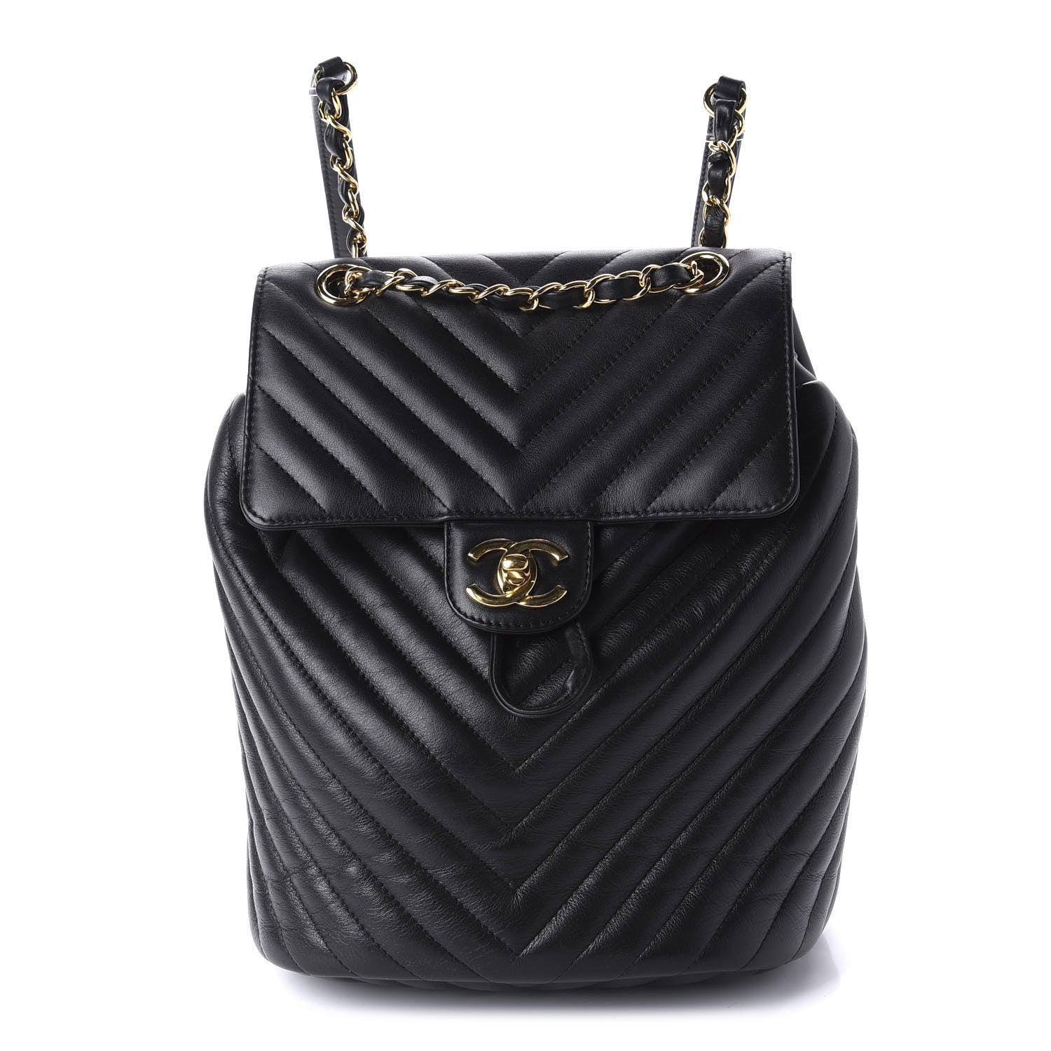 Chanel Calfskin Chevron Quilted Small Urban Spirit Backpack Black 1 of 11