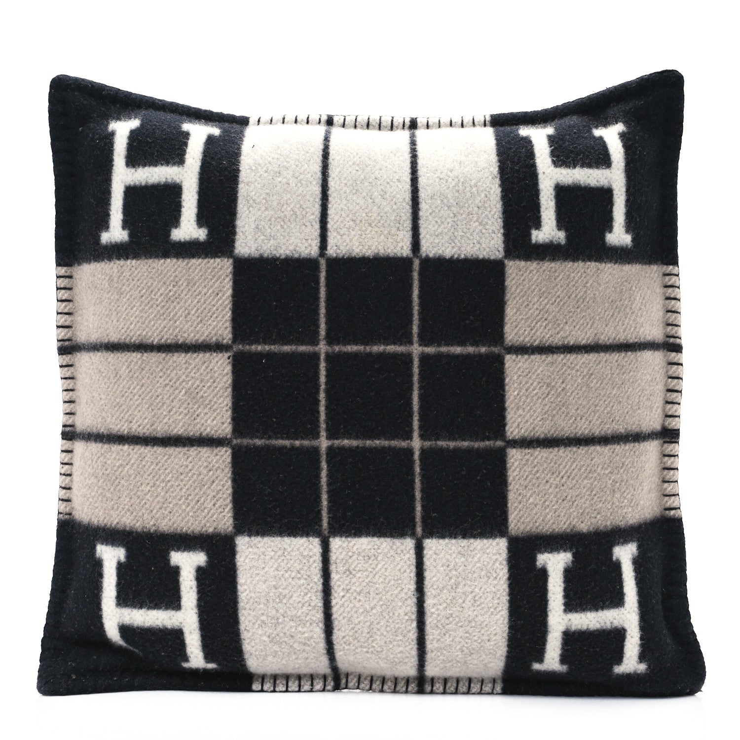 Hermes Wool Cashmere Avalon III Pillow PM Ecru Black 1 of 3