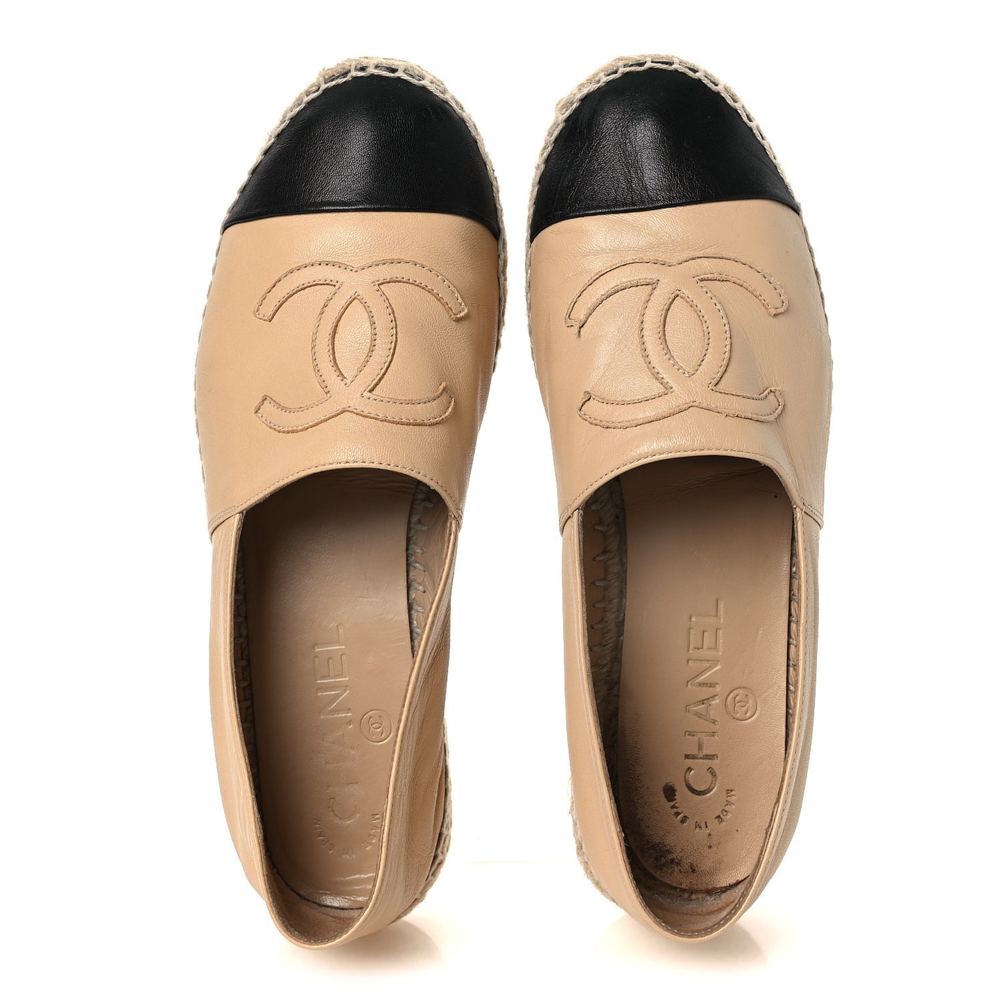 Lambskin CC Espadrilles 37 Beige Black