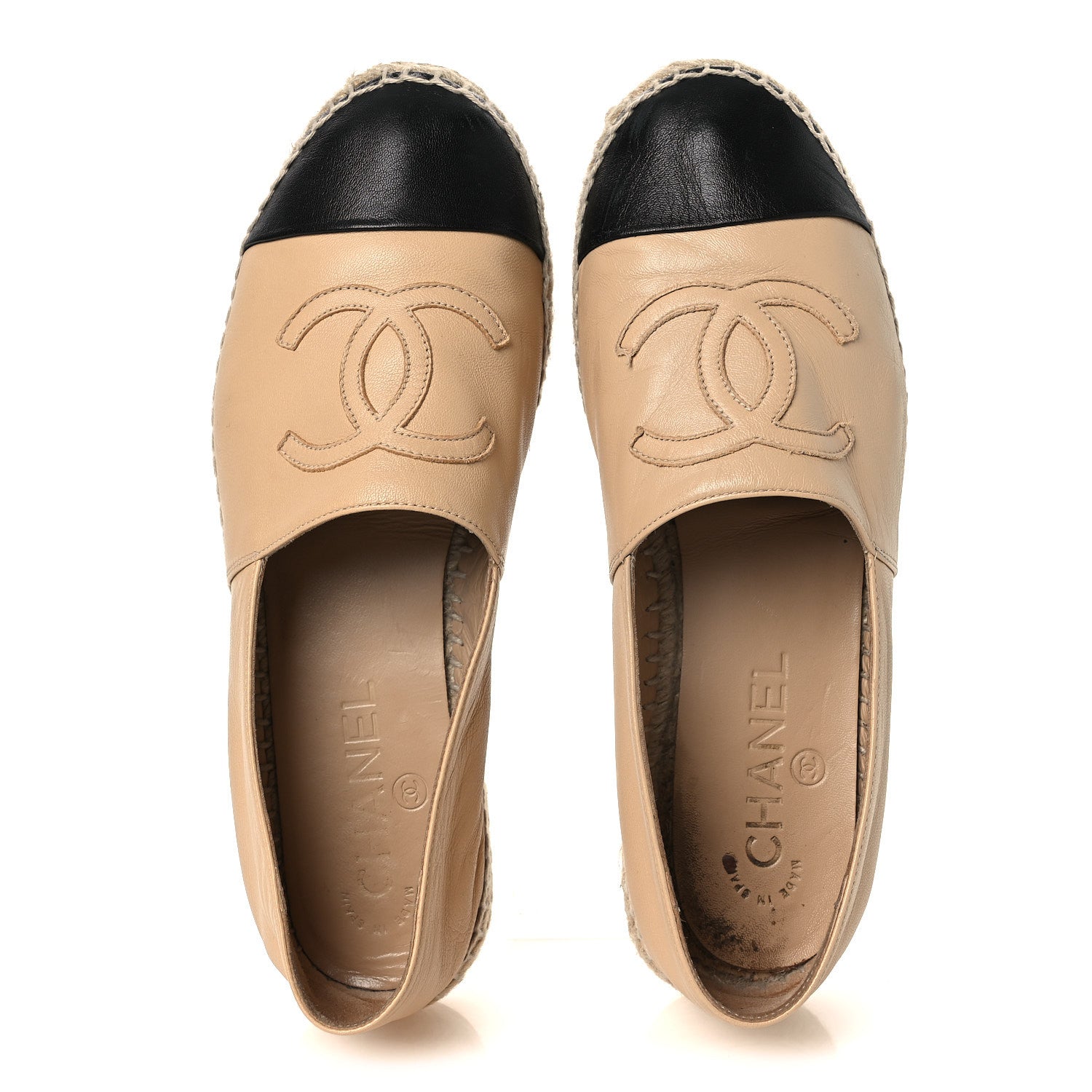 Chanel Lambskin CC Espadrilles 37 Beige Black 2 of 15