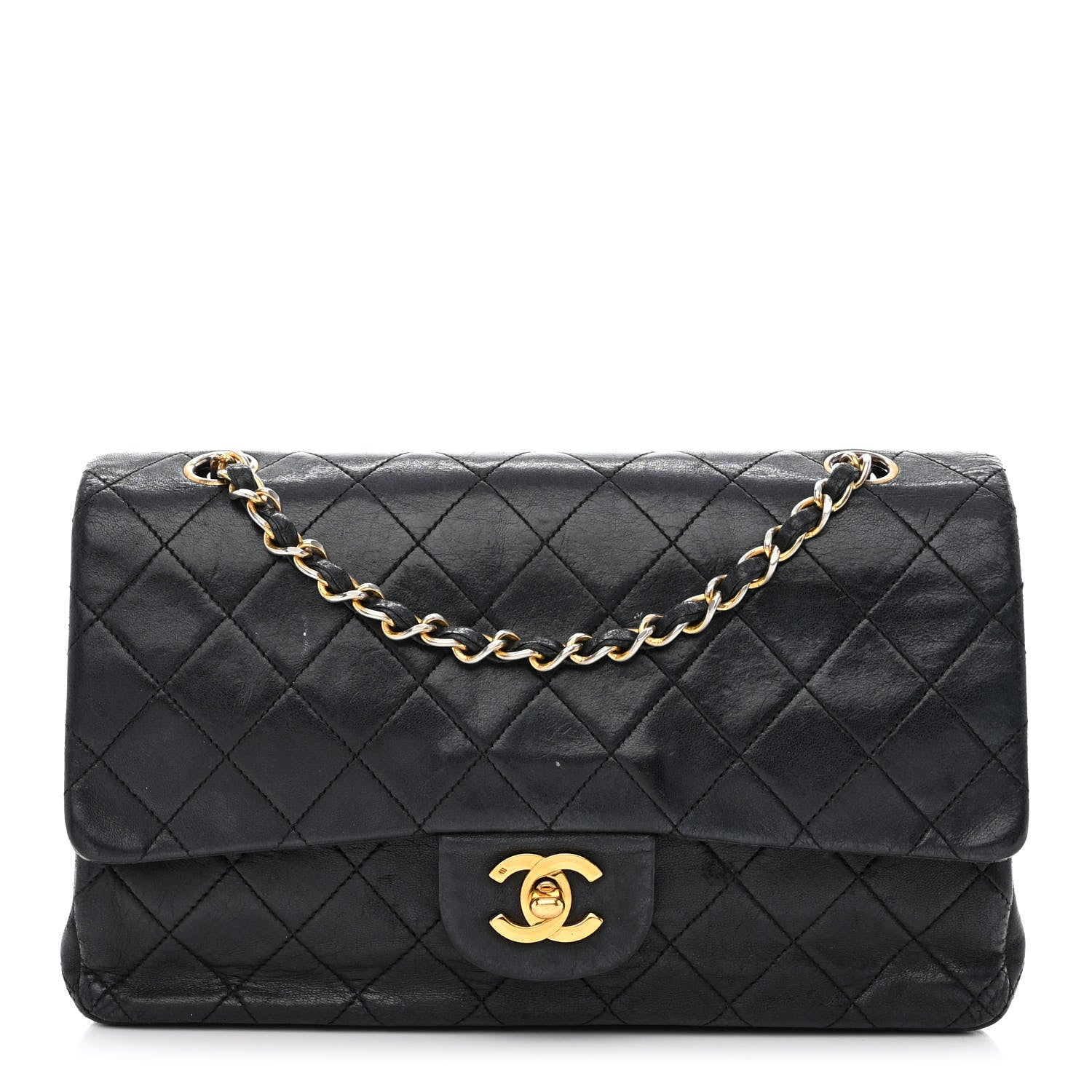 Chanel Lambskin Quilted Medium Double Flap Black 1 of 15