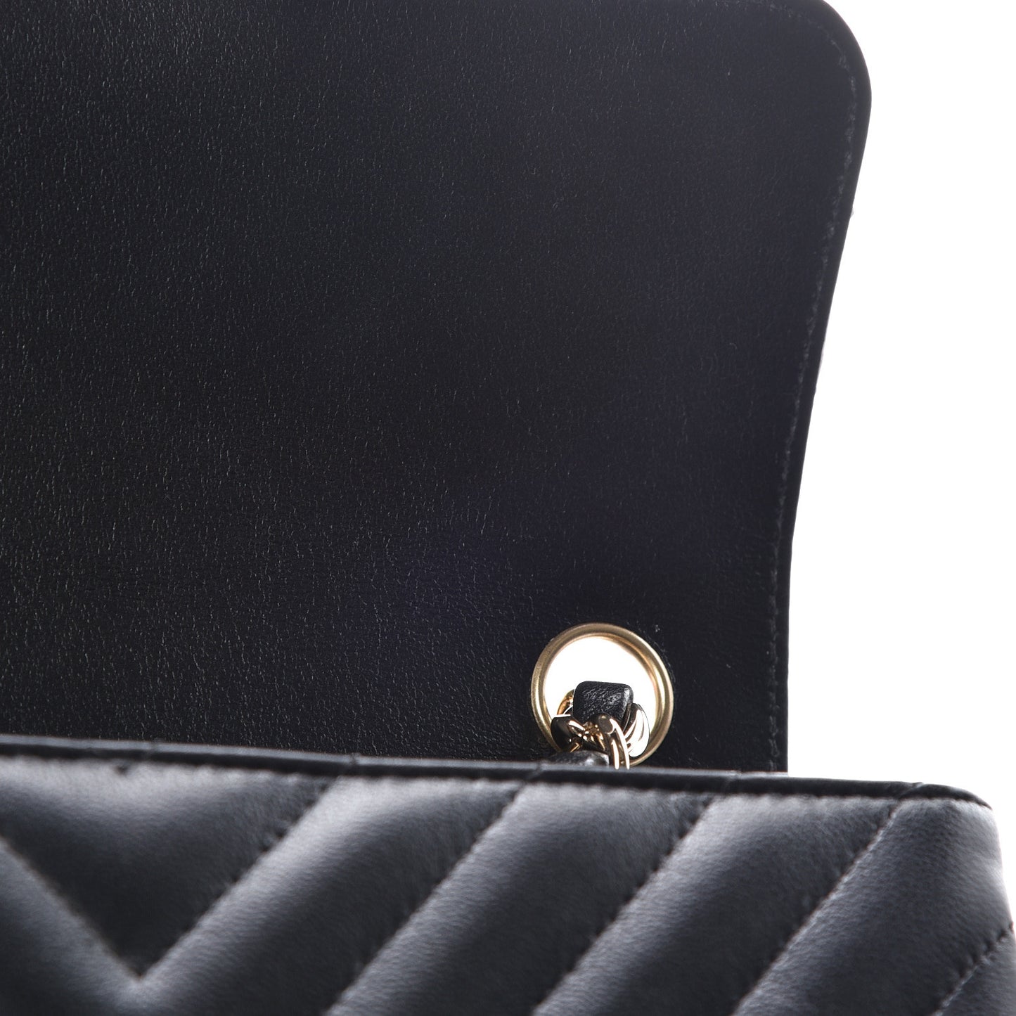 Lambskin Chevron Quilted Mini Rectangular Flap Black