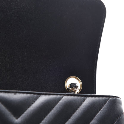 Chanel Lambskin Chevron Quilted Mini Rectangular Flap Black 16 of 17