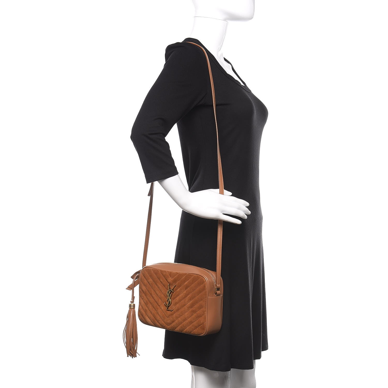 Saint Laurent Suede Matelasse Monogram Lou Camera Bag Cinnamon 2 of 13