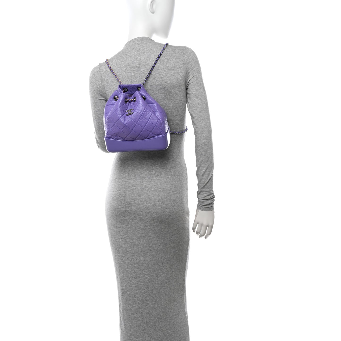 Aged Calfskin Quilted Small Gabrielle Backpack Purple