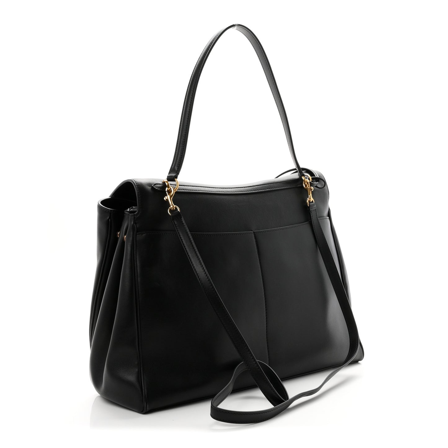Smooth Calfskin Large Rodeo Top Handle Handbag Black