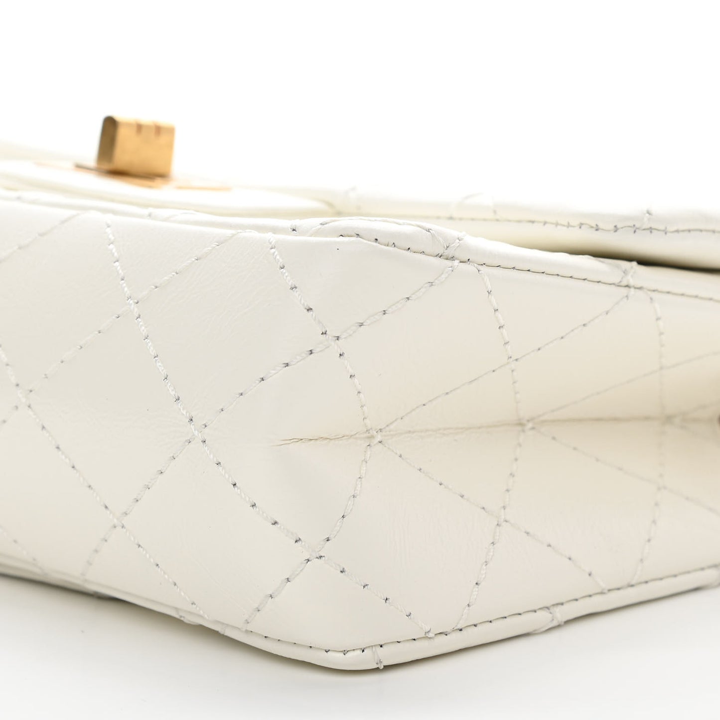 Aged Calfskin Quilted 2.55 Reissue Mini Flap White