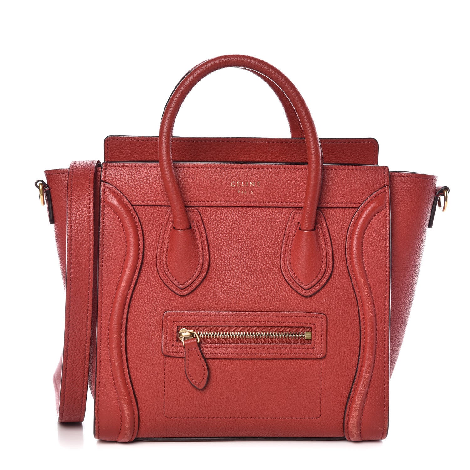 Celine Baby Grained Calfskin Nano Luggage Red 1 of 18