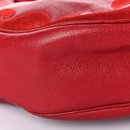 Saint Laurent Goatskin Suede Rive Gauche Tassel Hobo Red 7 of 8