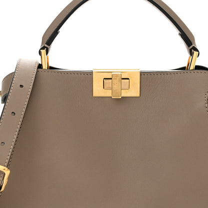 Fendi Vitello Tahiti Burro Medium Peekaboo Iconic Essentially Satchel Tortora Black 8 of 12