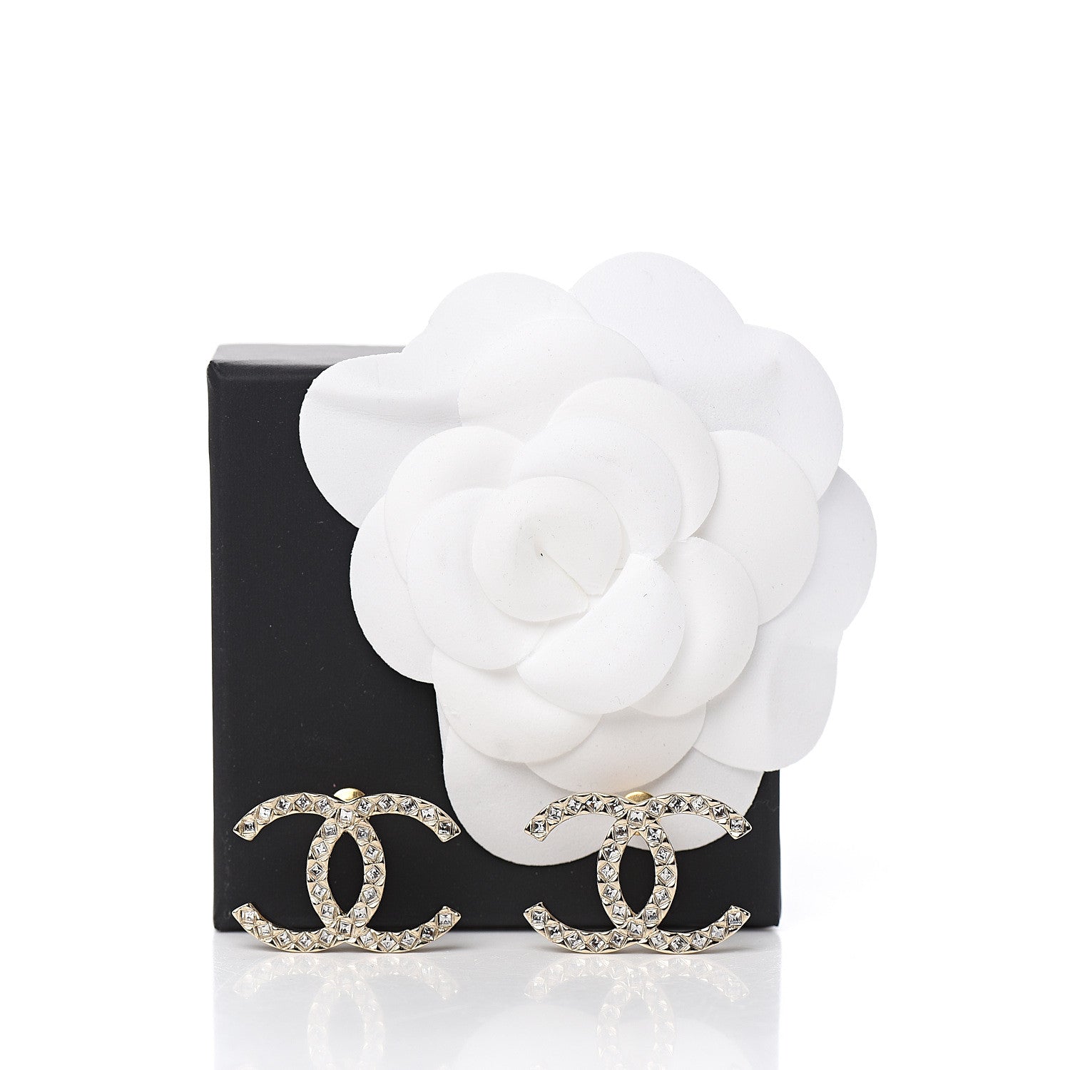 Chanel Baguette Crystal High Society CC Earrings Gold 5 of 5