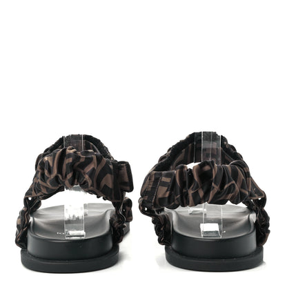 Fendi Satin FF Ruched Sandals 39 Tobacco Black 5 of 10