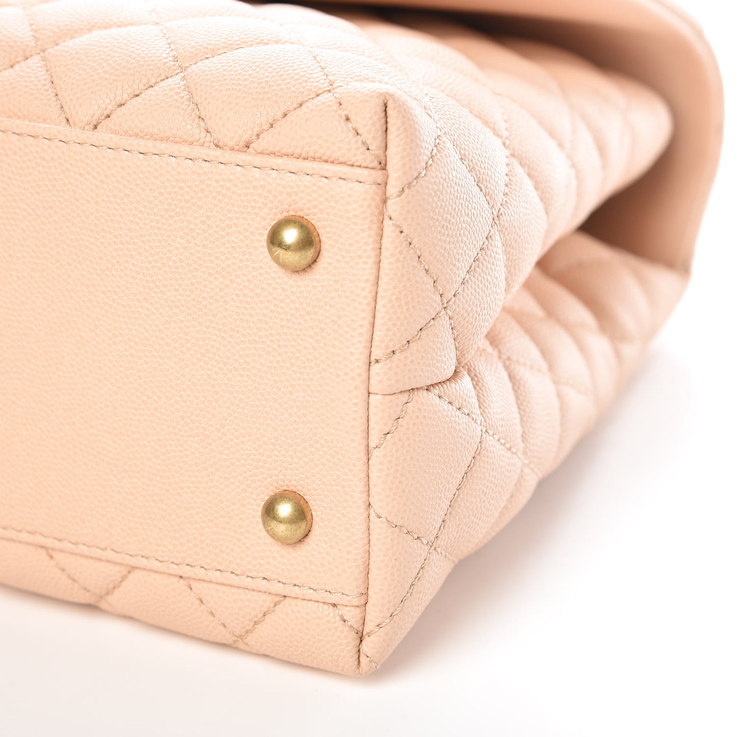 Caviar Quilted Medium Coco Handle Flap Light Beige