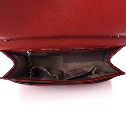 Gucci Pebbled Calfskin Medium Bamboo Daily Flap Shoulder Bag Red 5 of 10