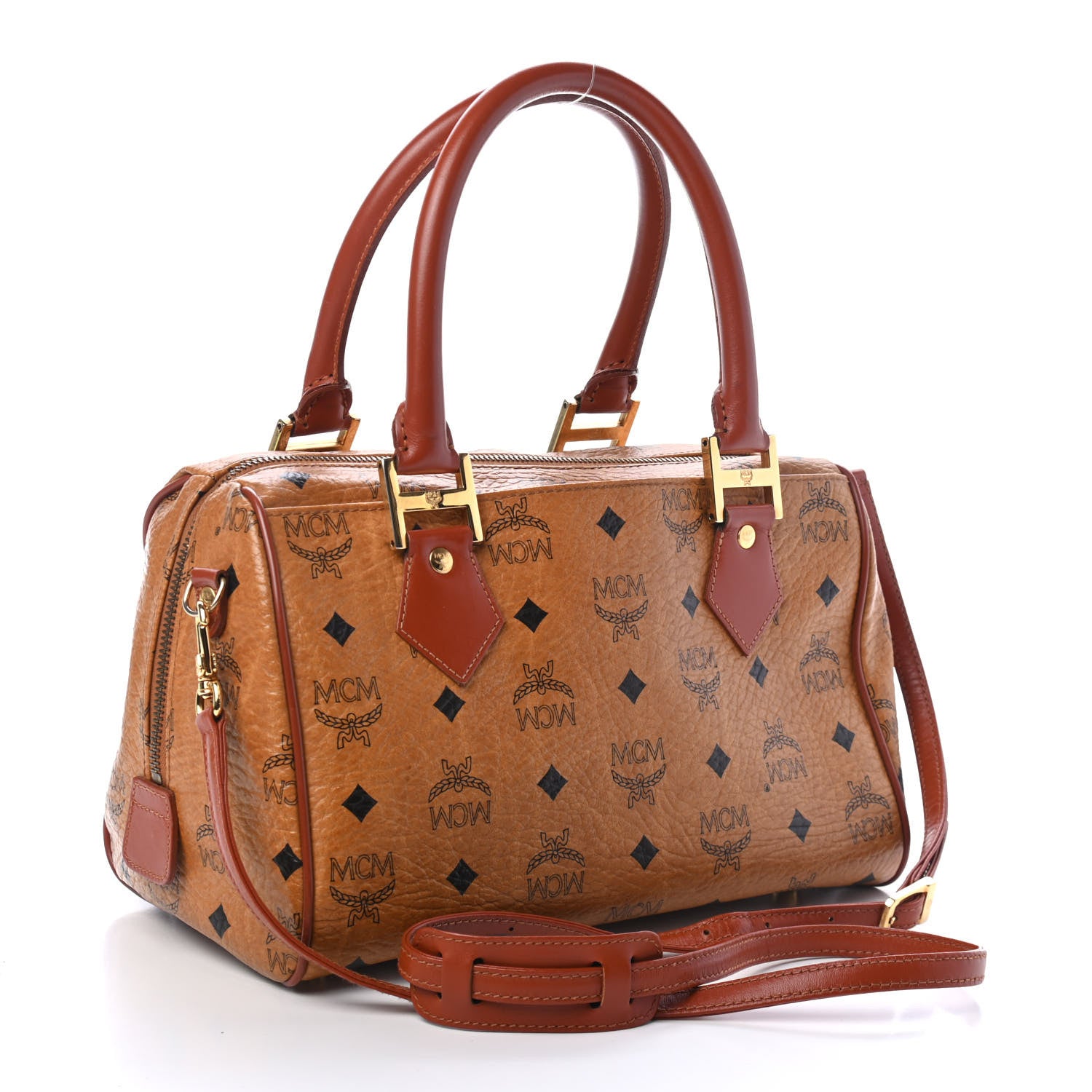 MCM Visetos Small Boston Bag Cognac 2 of 4
