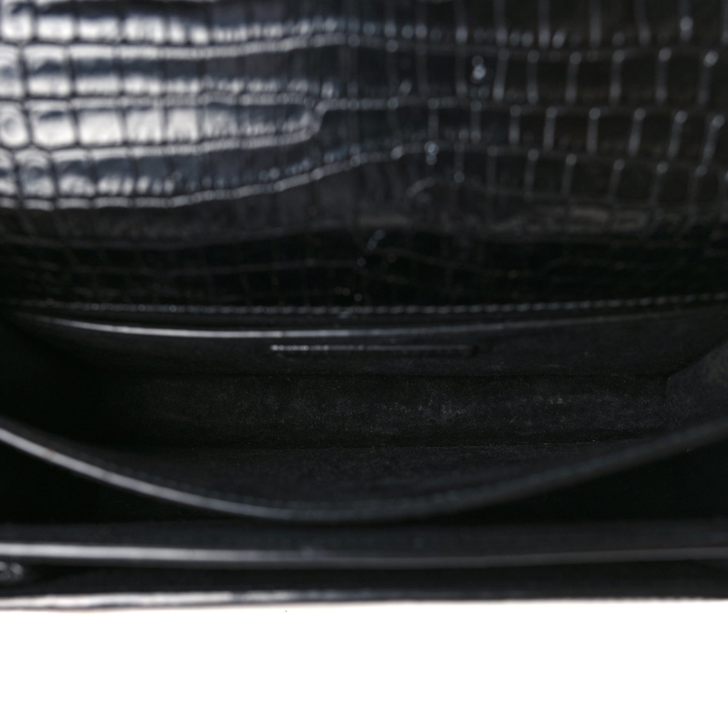Calfskin Crocodile Embossed Medium Monogram Sunset Black