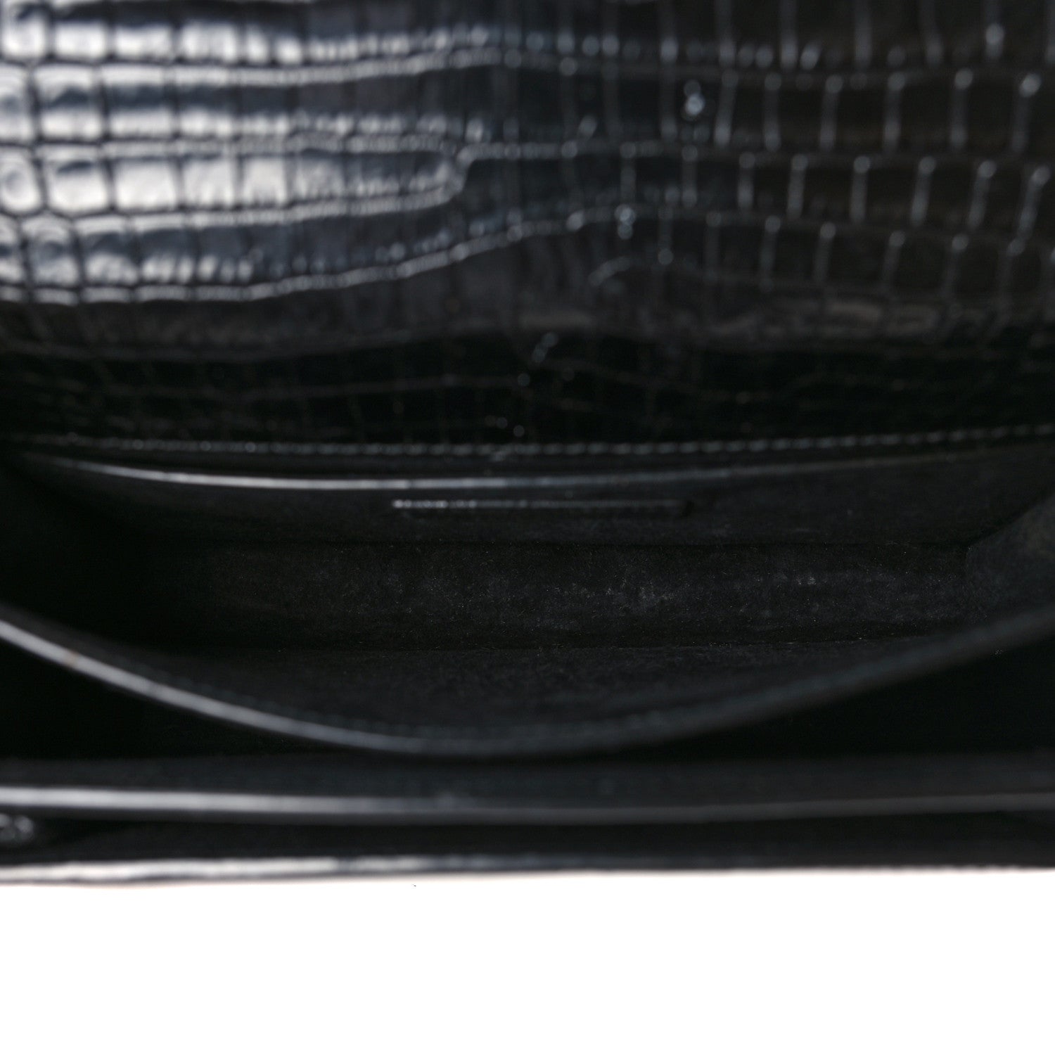 Saint Laurent Calfskin Crocodile Embossed Medium Monogram Sunset Black 5 of 8