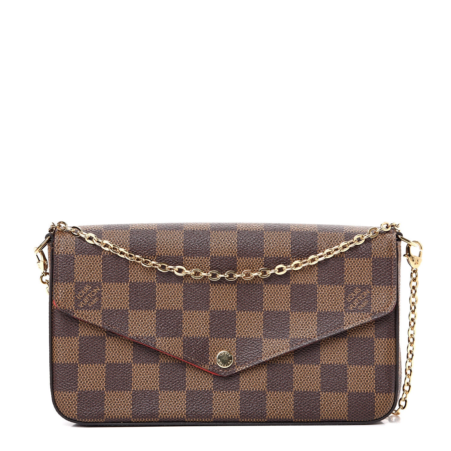Louis Vuitton Damier Ebene Pochette Felicie Chain Wallet 1 of 14