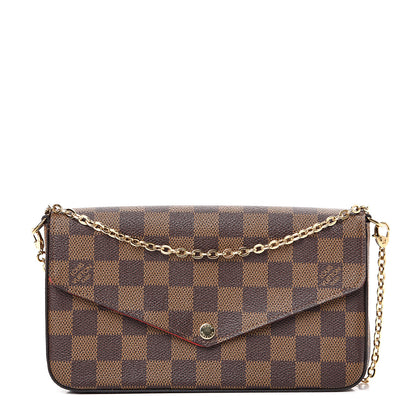 Louis Vuitton Damier Ebene Pochette Felicie Chain Wallet 1 of 14