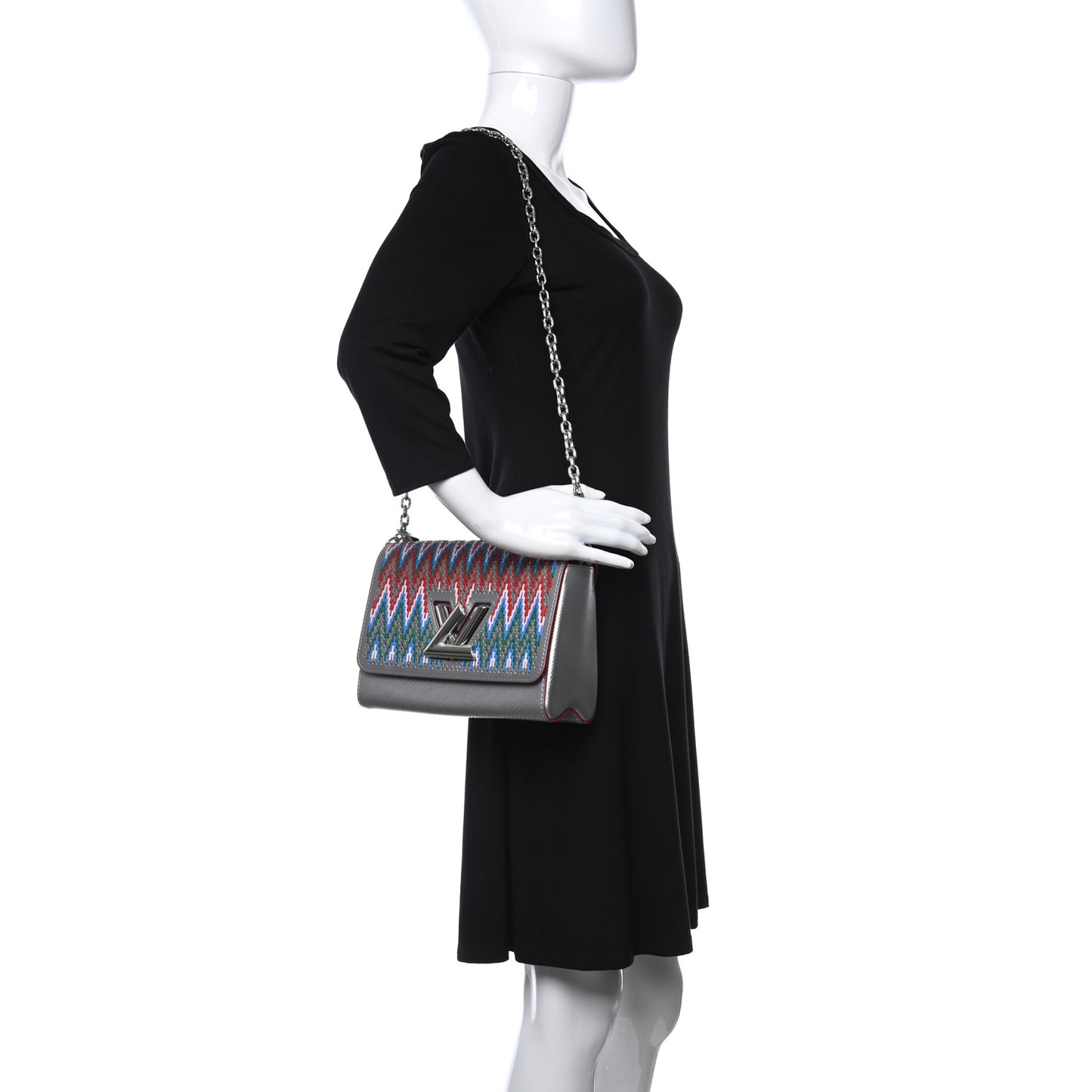 Epi Braided Twist Shoulder Bag MM Rainbow Silver
