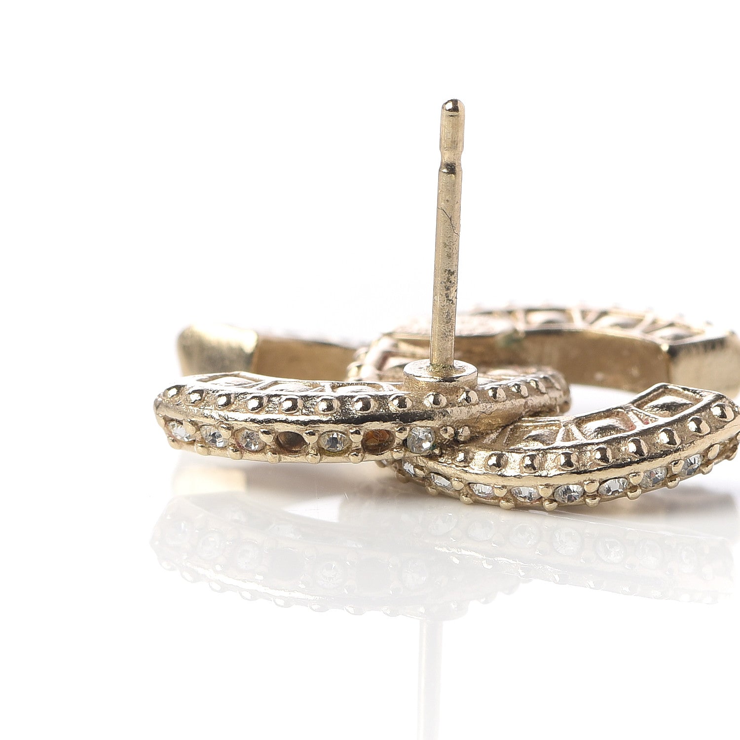 Chanel Crystal CC Earrings Gold 9 of 10