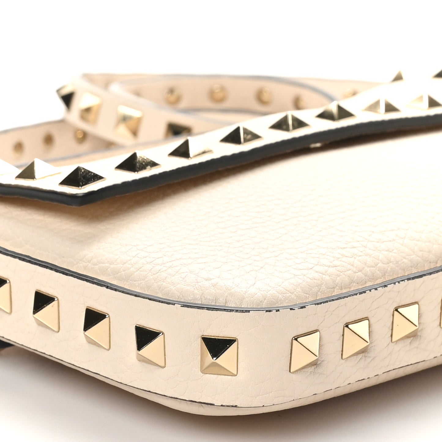 Calfskin Rockstud Crossbody Pouch Light Ivory