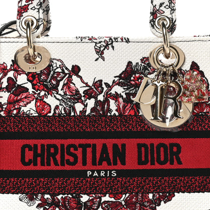 Christian Dior Canvas Le Coeur En Fleurs Embroidered Medium Lady D-Lite White Multicolor 7 of 9