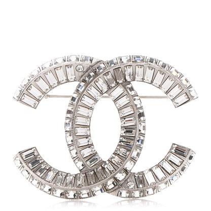 Chanel Baguette Crystal CC Brooch Silver 1 of 4