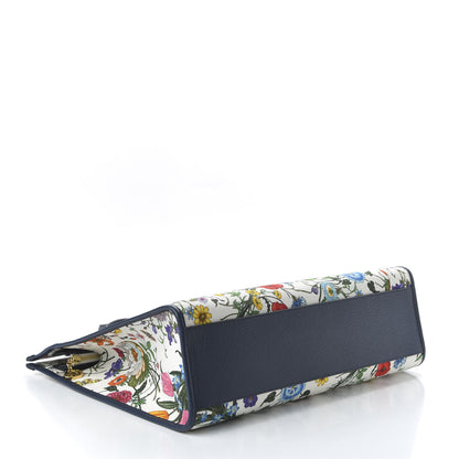 Gucci Canvas Large Flora Tote Navy Multicolor 3 of 9