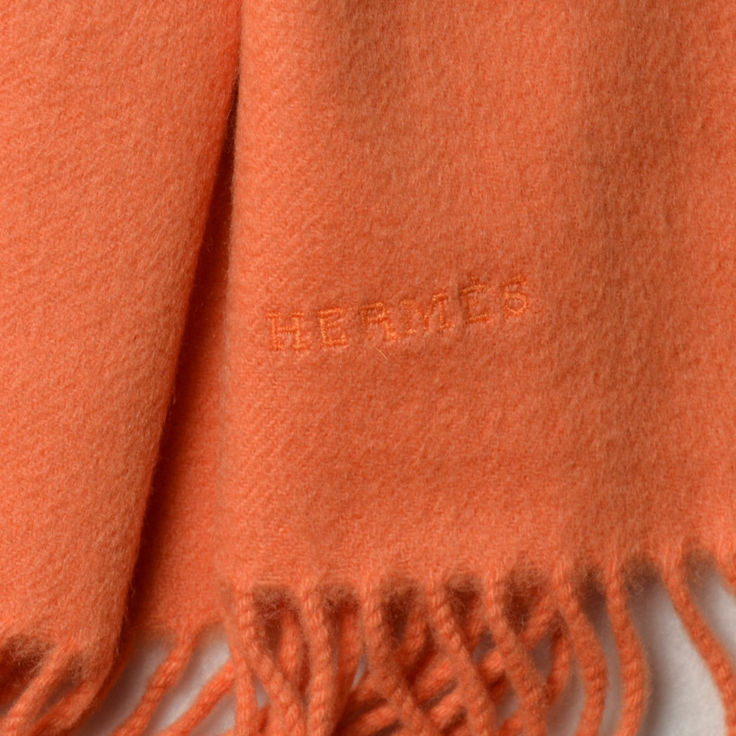 Hermes Cashmere Fringe Scarf Orange 3 of 4