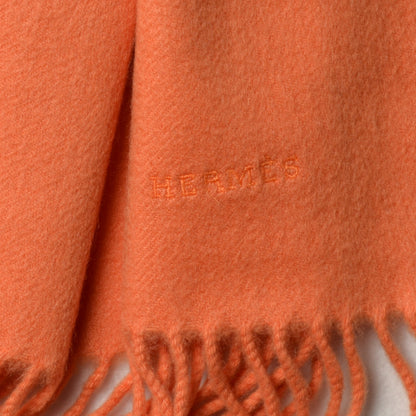 Hermes Cashmere Fringe Scarf Orange 3 of 4