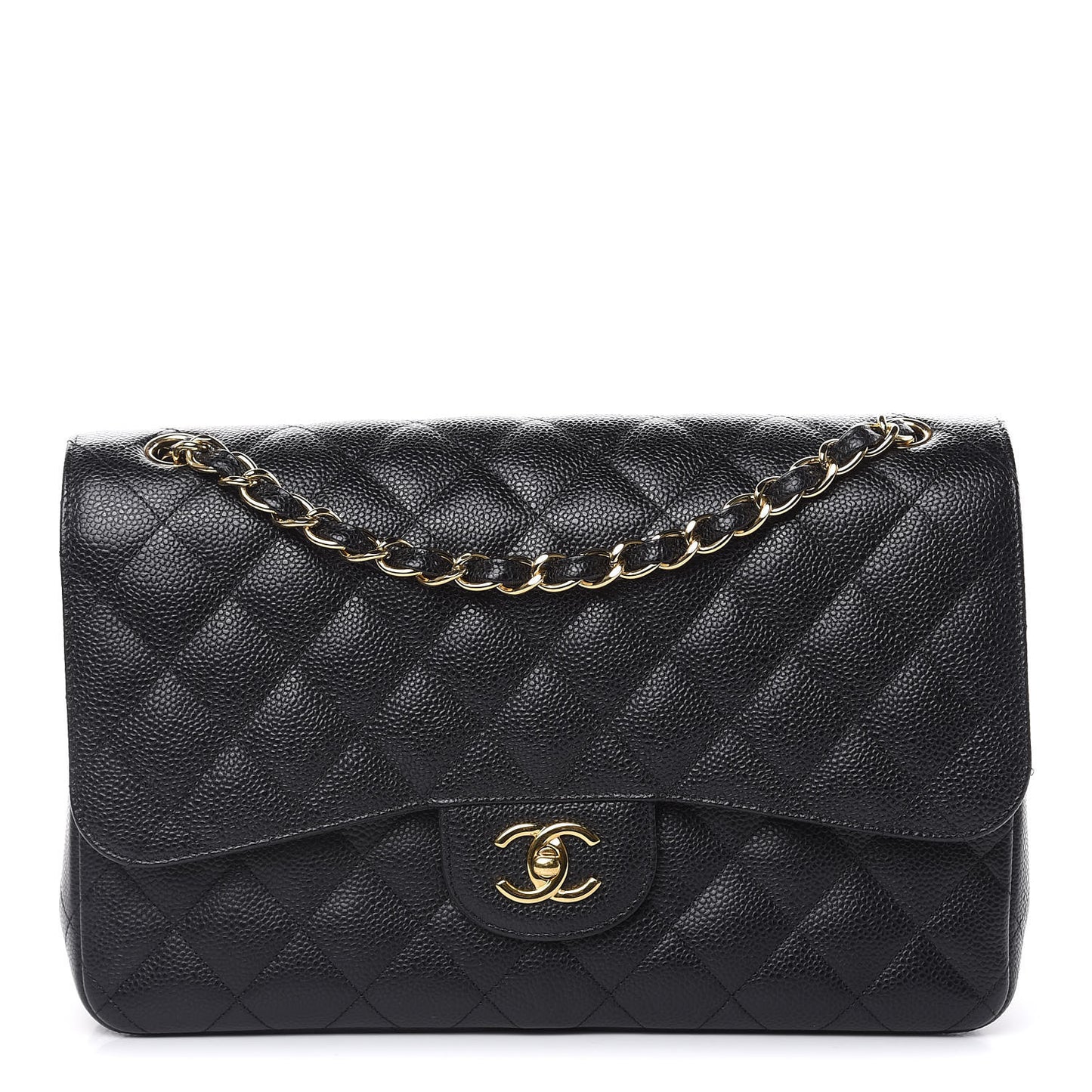 Caviar Quilted Jumbo Double Flap Black