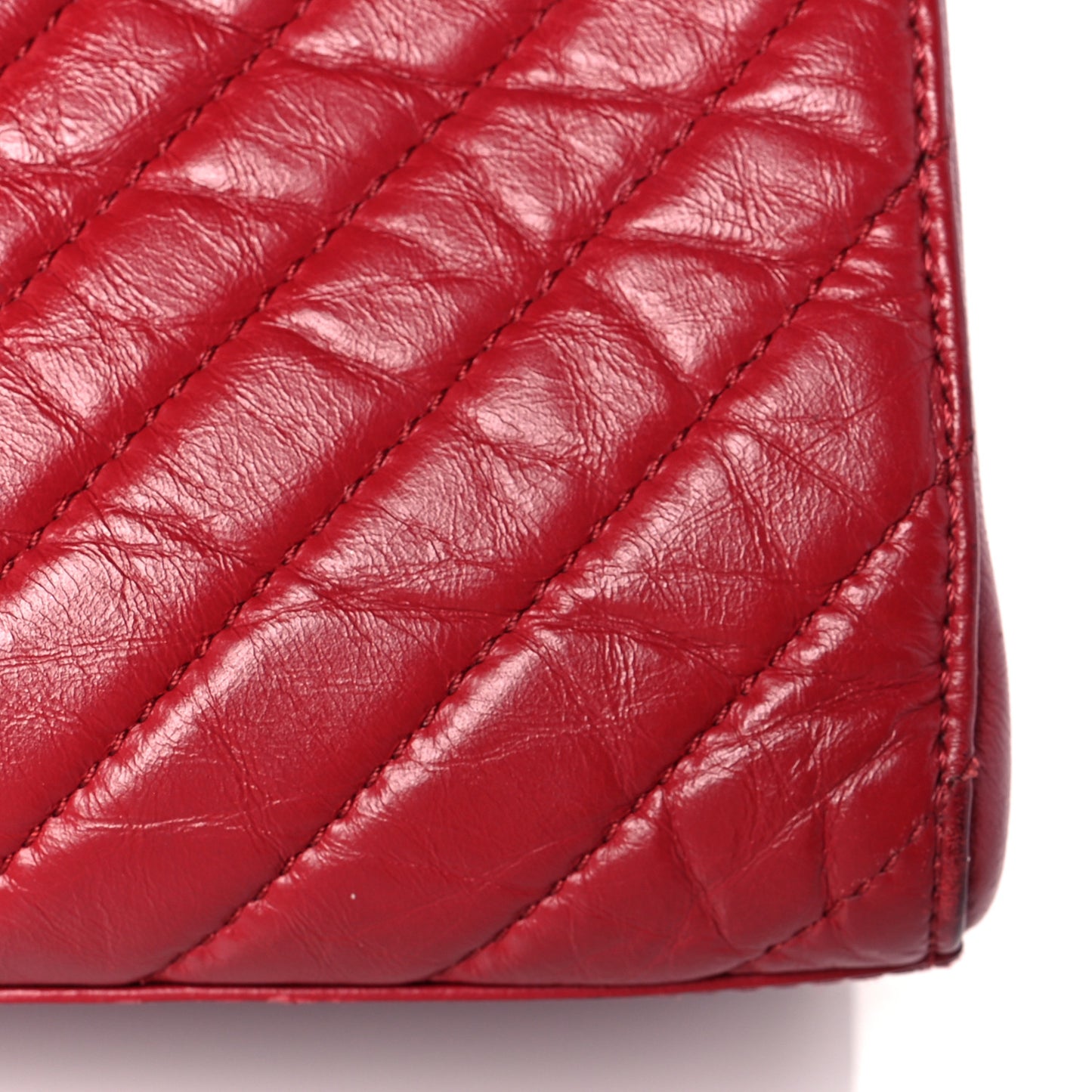 Aged Calfskin Chevron Quilted Backpack Red