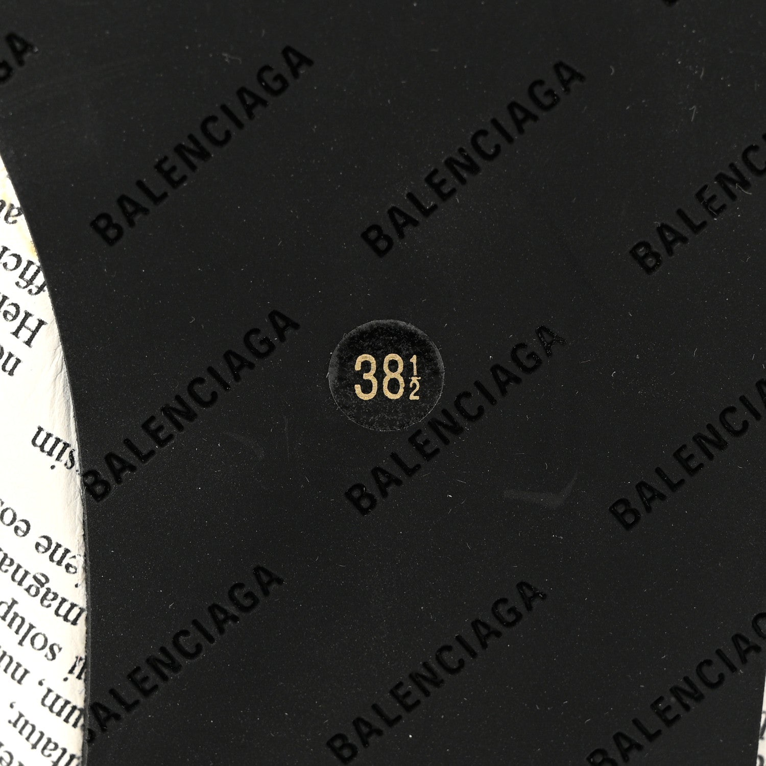 Balenciaga Calfskin Happy News Printed Drapy Slide Sandals 38.5 Black 9 of 10