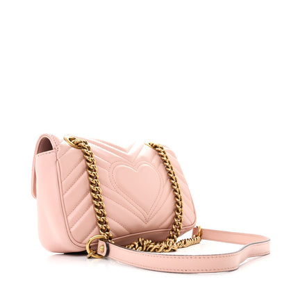 Gucci Calfskin Matelasse Mini GG Marmont Shoulder Bag Perfect Pink 3 of 11