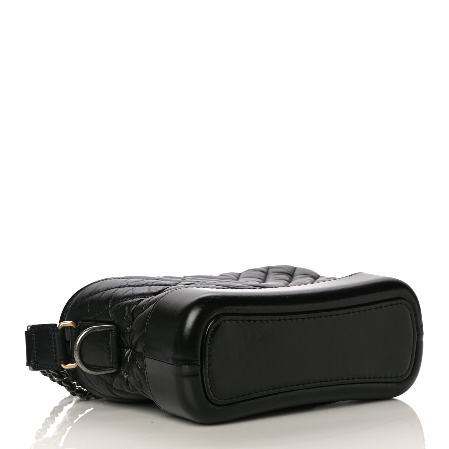 Aged Calfskin Chevron Quilted Small Gabrielle Hobo Black