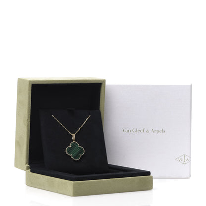 Van Cleef & Arpels 18K Yellow Gold Malachite Magic Alhambra Pendant Necklace 8 of 9