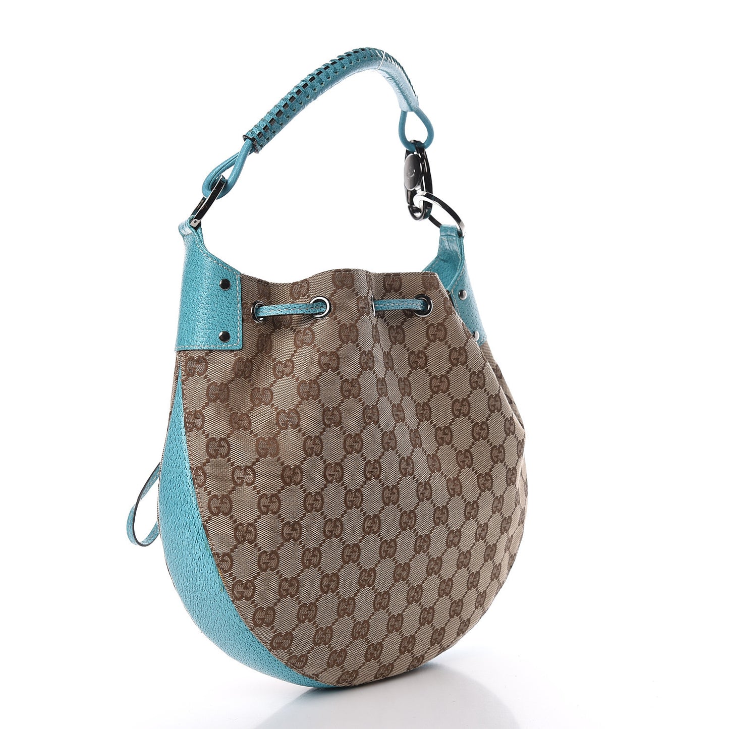 Monogram Drawstring Hobo Turquoise