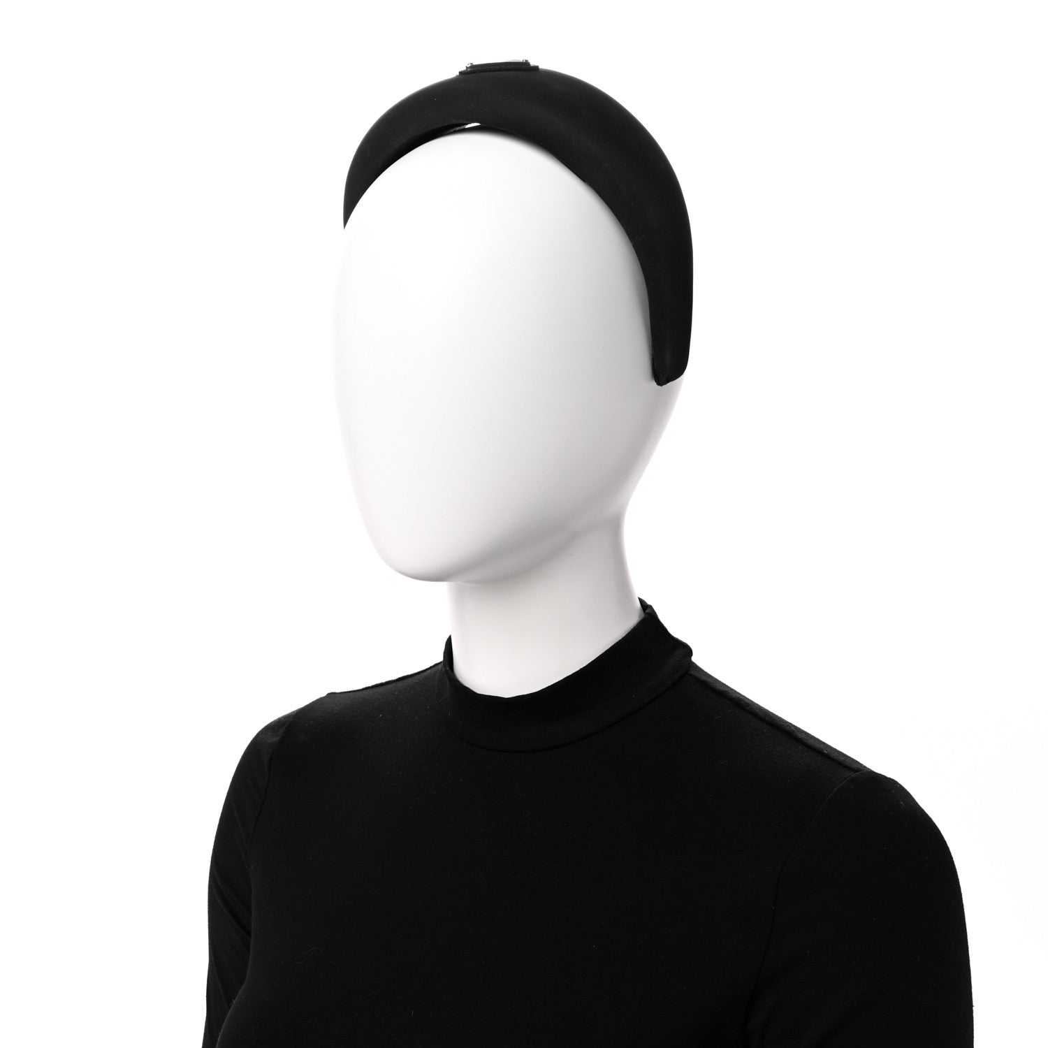 Prada Re-Nylon Metal Triangle Logo Headband Black 2 of 8