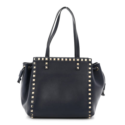Valentino Garavani Calfskin Rockstud Double Handle Cinch Tote Marine 1 of 10